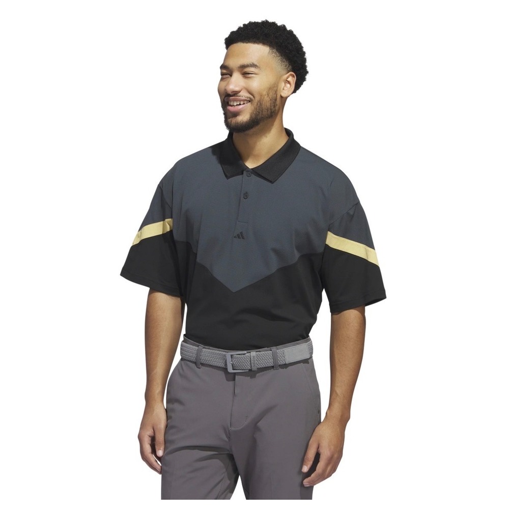 Adidas Mens Ultimate365 Sport Polo Shirt Carbon Black Yellow Size‎ M NWT $90